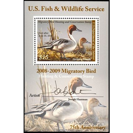 RW75b, Mint NH Signed Souvenir Sheet of One Duck Stamp - Stuart Katz