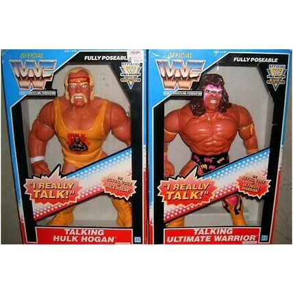 wwf ljn hasbro wrestling superstars 12" talking hulk hogan & ultimate warrior