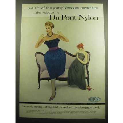 1958 Du Pont Nylon Advertisement - but life-of-the-party dresses never tire