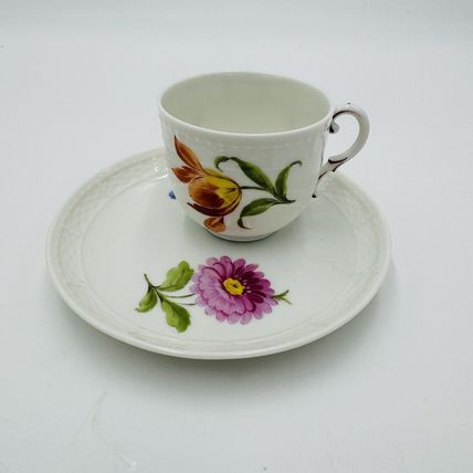 Nymphenburg Tea Cup & Saucer Porcelain L 20517 Hand Painted Floral Antique