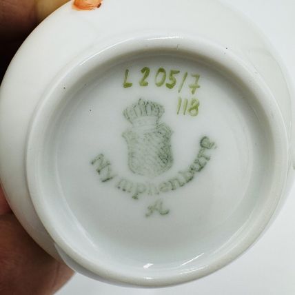 Nymphenburg Tea Cup & Saucer Porcelain L 20517 Hand Painted Floral Antique