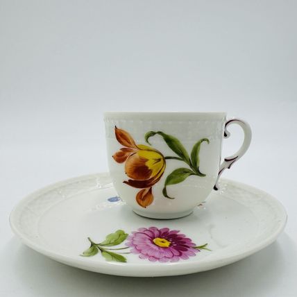 Nymphenburg Tea Cup & Saucer Porcelain L 20517 Hand Painted Floral Antique