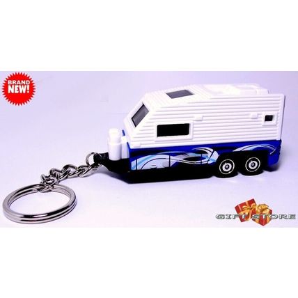 GREAT GIFT KEY CHAIN BLUE CAMPER TRAILER RV'S CARAVAN CAMPING MOTOR-HOME