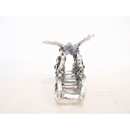 Silver metal flower blue crystal hair claw clip bridal clip medium/fine hair