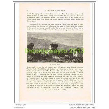 RUINS OF SARDIS (SART), TURKEY, Book Illustration c1890
