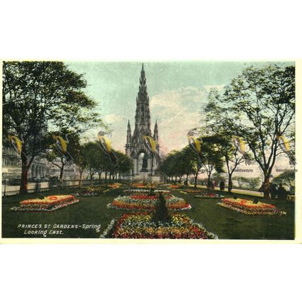 Princes St Gardens, Spring Looking East, Edinburgh, Castle Postcard
