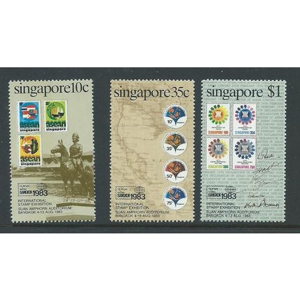 singapore malaya malaysia stamps mnh set sg454 sg 454 bankok stamp exhibition