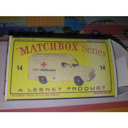 Matchbox - No14 Bedford Ambulance - replica / copy box -