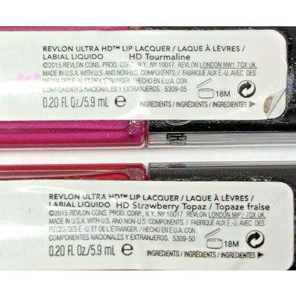 Revlon Ultra HD Lip Lacquer 535 Strawberry Topaz & HD Tourmaline (2) New W/O Box