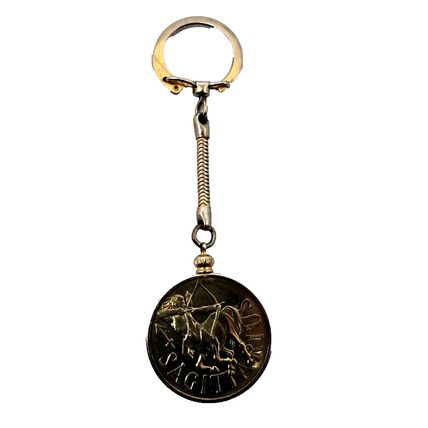SAGITTARIUS Zodiac Gold-Tone Keychain YOUR LUCKY DRINK SOUTHERN COMFORT Vintage