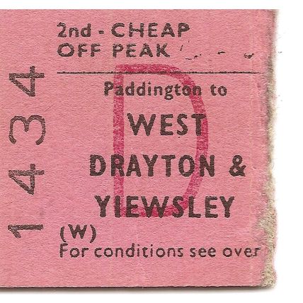 B.R.B. Edmondson Ticket - Paddington to West Drayton & Yiewsley