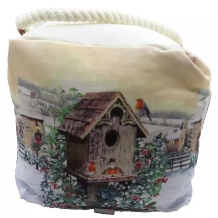 Winter Robins Door Stop Fabric 30 CM With Rope Handle Gift Home Decor Door
