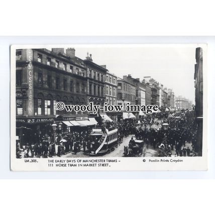 pp2231 - Lancs - 111 Horse Tram in Market Street, Manchester - Pamlin postcard