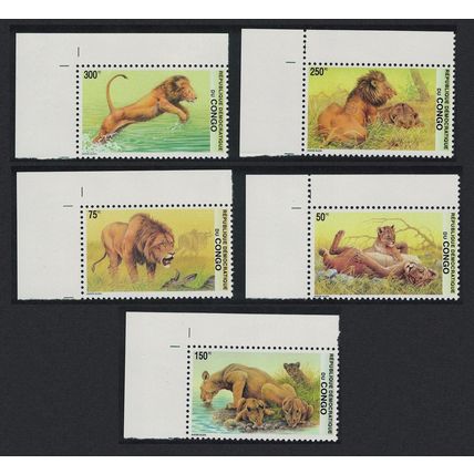 DR Congo Lions 5v Corners 2002 MNH Sc#1621-1625