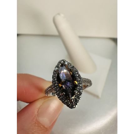 NWT Bomb Party Sz7 Revealed Ring Jewelry RBP Marquise Maroon Rainbow Rhodium Pl