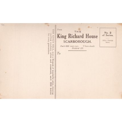B436 SCARBOROUGH - THE KING RICHARD HOUSE -THE KINGS BEDCHAMBER POSTCARD