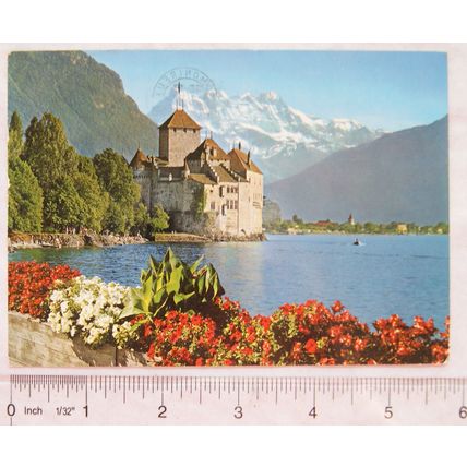 1973 postcard Chillon Castle near Montreaux, Switzerland
