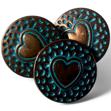 18mm Shank Buttons Round Antique Copper Love Heart Carved Knitting Cardigan