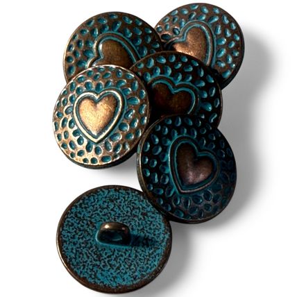 18mm Shank Buttons Round Antique Copper Love Heart Carved Knitting Cardigan