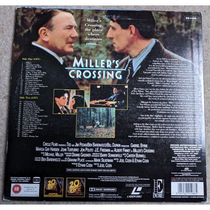 MILLER'S CROSSING Laserdisc movie 12" LP size film 1996 DVD Coen Brothers