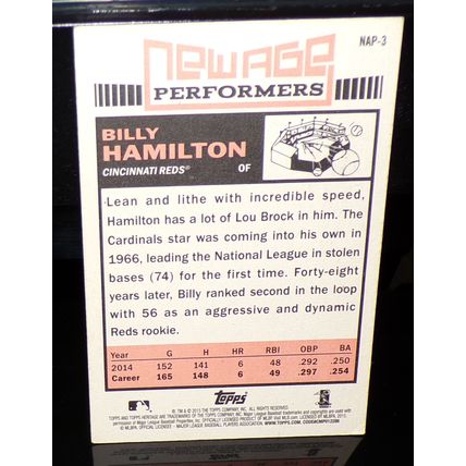 TOPPS HERITAGE 2015 NEW AGE PERFORMERS BILLY HAMILTON CARD #NAP-3