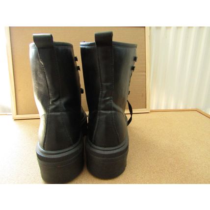 V for Very black 'biker' type laced boots Size 5 (slight fault see description