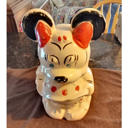 Vintage Cookie Jar Walt Disney Mickey & Minnie Mouse Turnabout 13" Tall 1940/50s