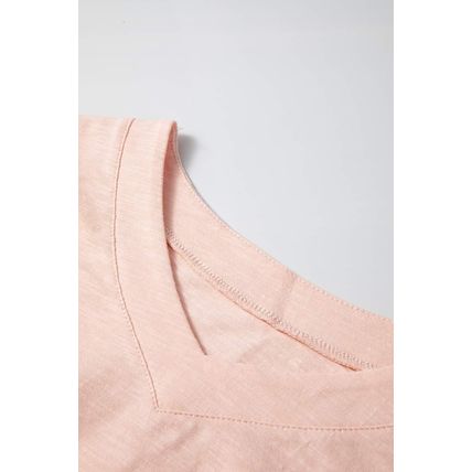 Pink Flower Patchwork Exposed Seam Oversized High Low Top