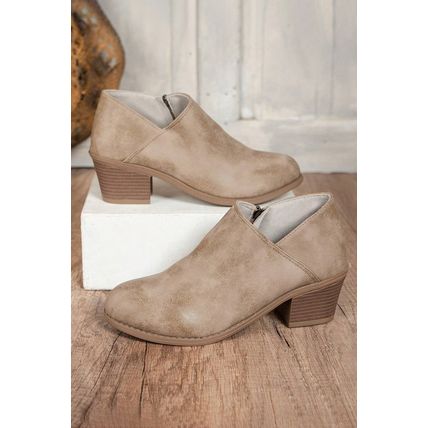 Philippine Gray Tulip Opening Suede Ankle Boots