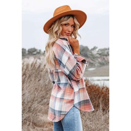 Plaid Print Pocket Buttoned Shacket