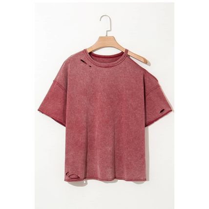 Clay One Shoulder Half Sleeve Oversized Tunic T Shirt