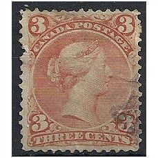 Canada 1868 SG58 3c Brown-Red Fine Used .. .