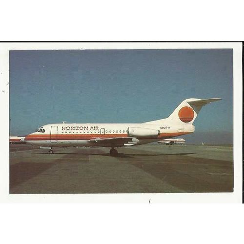 Aviation HORIZON AIR FOKKER F28-100 Postcard by AeroGem (0310)