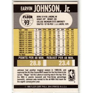 1990-91 Fleer Basketball Earvin Magic Johnson #93- Lakers