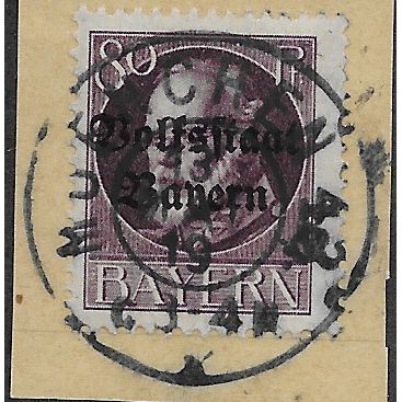 GER (BAVARIA) 1919 80pf 'KING LUDWIG (VOLKSTAAT BAYERN) FINE USED(EBID65-466)