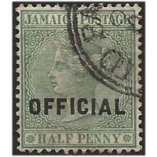 Jamaica 1891 O3 1/2d Green OFFICIAL Fine Used .. ...