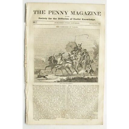1833 The Penny Magazine No. 90 Winchester, Carriages of Naples, Marco Polo, etc.