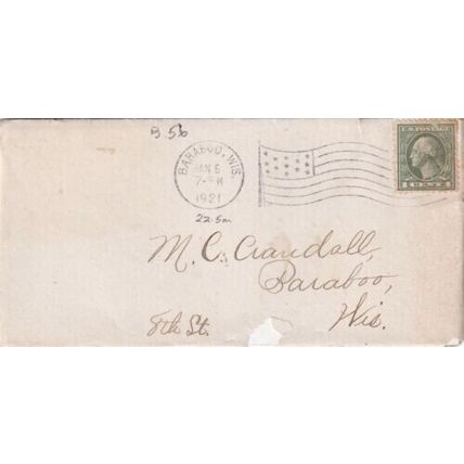 United States 1921 Baraboo Wisconsin local Cover Baraboo cancel written