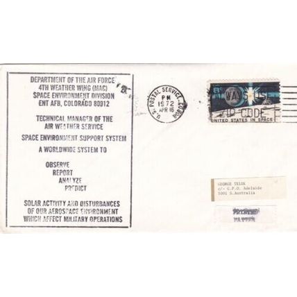 United States 1972 Air Force 4th Weather Wing Space Environment Support Cover
