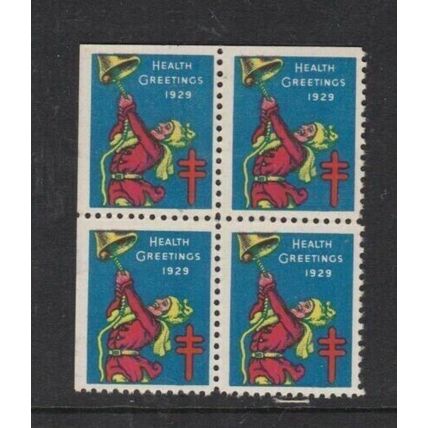 United States 1929 Health Greetings Stamps Block of 4 Mint Never Hung VGC