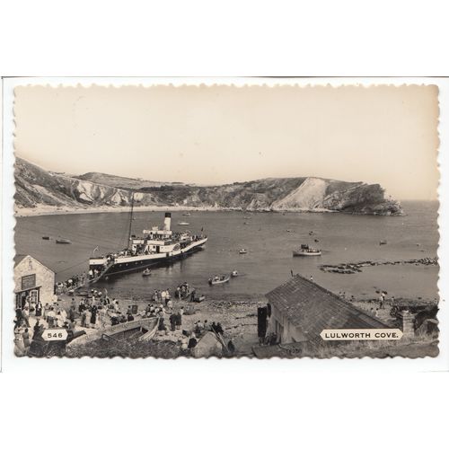 Paddle Steamer at the Jetty Lulworth Cove Dorset RP Postcard 546