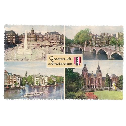 multiview, AMSTERDAM, HOLLAND .used vintage postcard 1960 postmark #