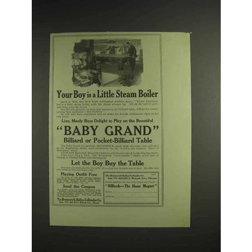 1914 Brunswick Baby Grand Billiard Table Ad - Your Boy