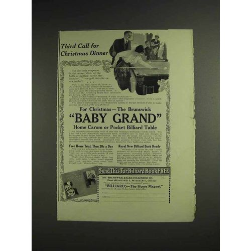 1914 Brunswick Baby Grand Billiard Table Ad - Christmas