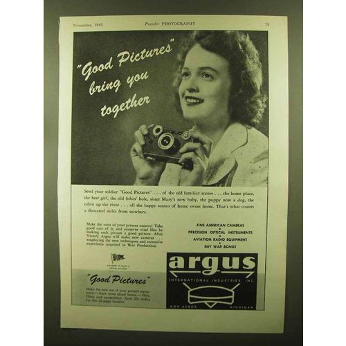1943 Argus Cameras Ad - Good Pictures Bring Together