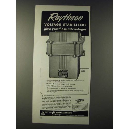 1943 Raytheon Endbell Model Voltage Stabilizer Ad - Advantages