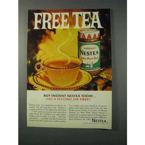 1963 Nestea Instant Tea Ad - Free Tea