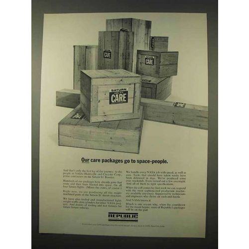 1963 Republic Aviation Ad - Care Packages to Space