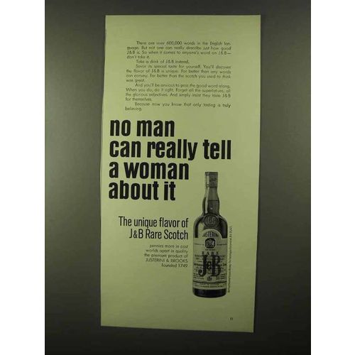 1968 J&B Scotch Ad - No Man Can Really Tell a Woman