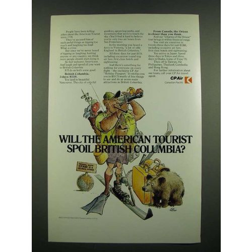 1970 CP Canadian Pacific Air Ad - Will American Tourist Spoil British Columbia?